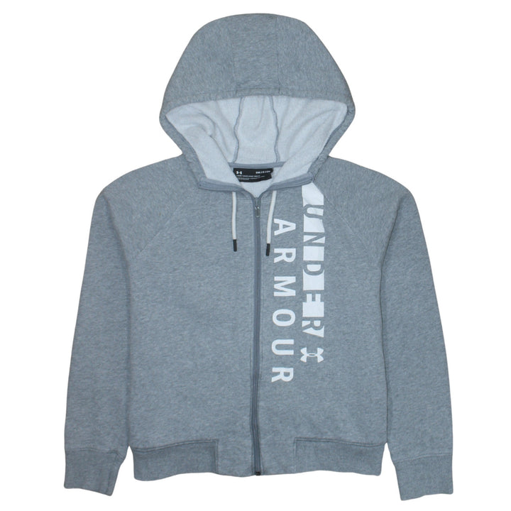 Under Armour Women's Grey Full Zip Hoodie Small Loose Fit Cotton Blend