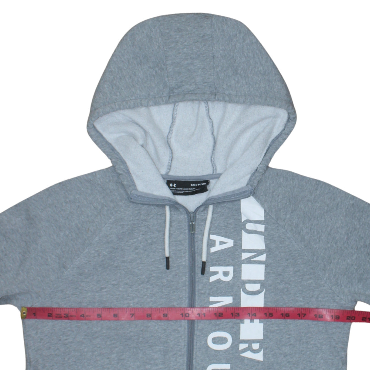 Under Armour Women's Grey Full Zip Hoodie Small Loose Fit Cotton Blend