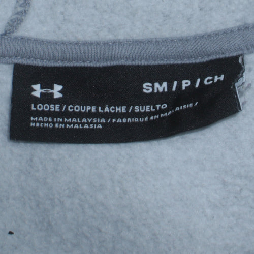 Under Armour Women's Grey Full Zip Hoodie Small Loose Fit Cotton Blend