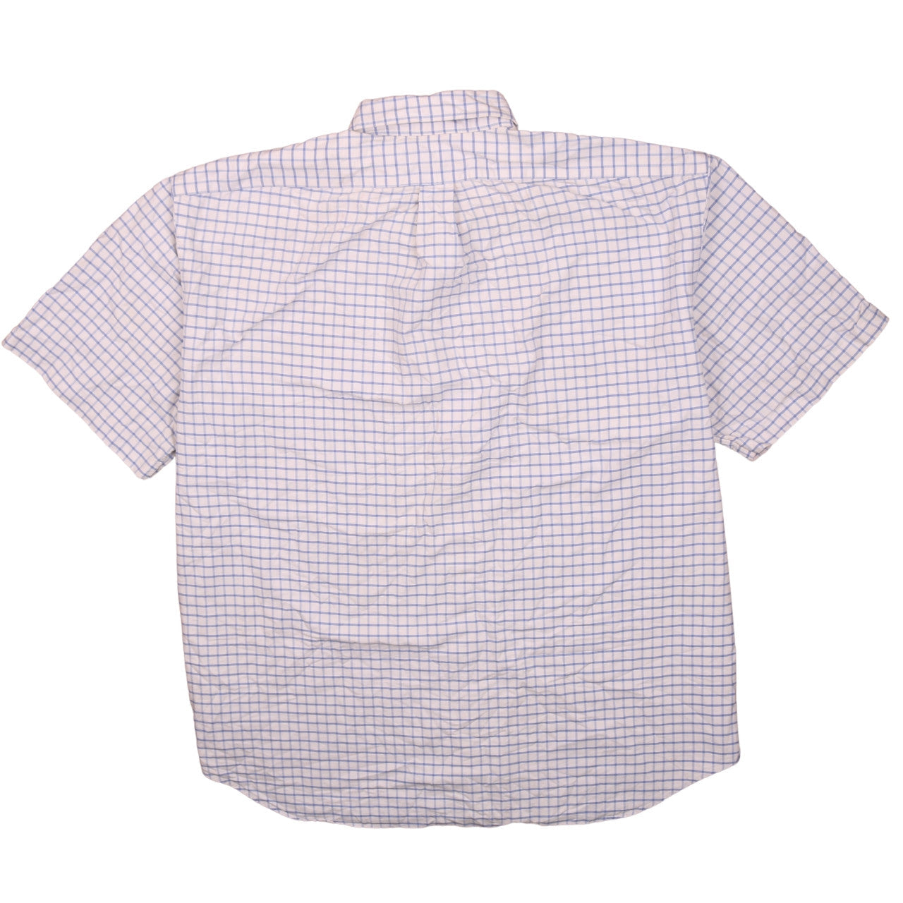 Ralph Lauren Men's White Blue Check 2XL Cotton Short Sleeve Shirt
