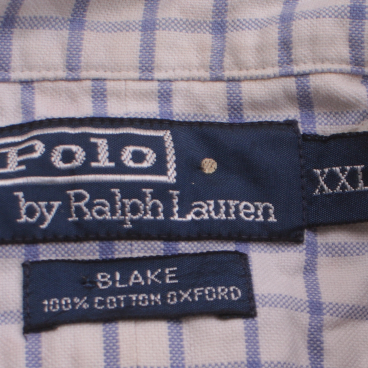 Ralph Lauren Men's White Blue Check 2XL Cotton Short Sleeve Shirt