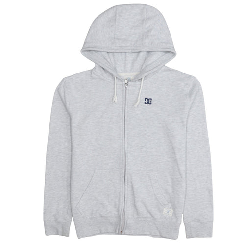 DC Men’s Grey Full Zip Hoodie Size S Regular Fit Embroidered Logo