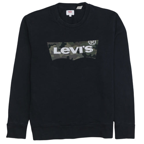 Levi's Men's Black Camouflage Logo Crew Neck Sweatshirt S