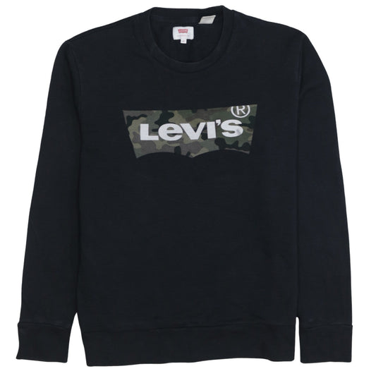 Levi's Men's Black Camouflage Logo Crew Neck Sweatshirt S