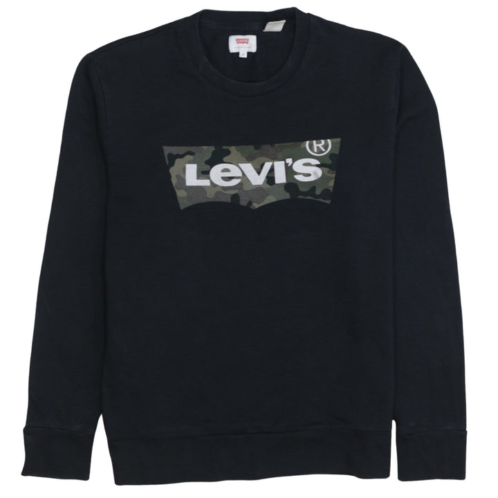 Levi's Men's Black Camouflage Logo Crew Neck Sweatshirt S