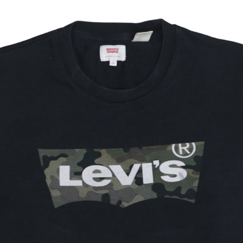 Levi's Men's Black Camouflage Logo Crew Neck Sweatshirt S