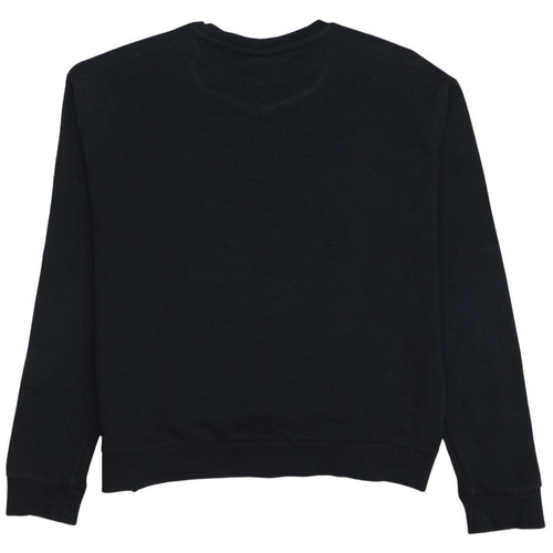 FILA Womens Black Logo Tape Crew Neck Sweatshirt Size M