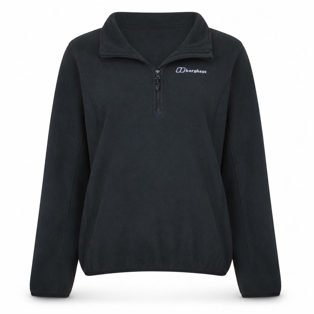 Front view of Berghaus Women's Black Fleece 1/4 Zip Pullover Sweatshirt UK 10 S