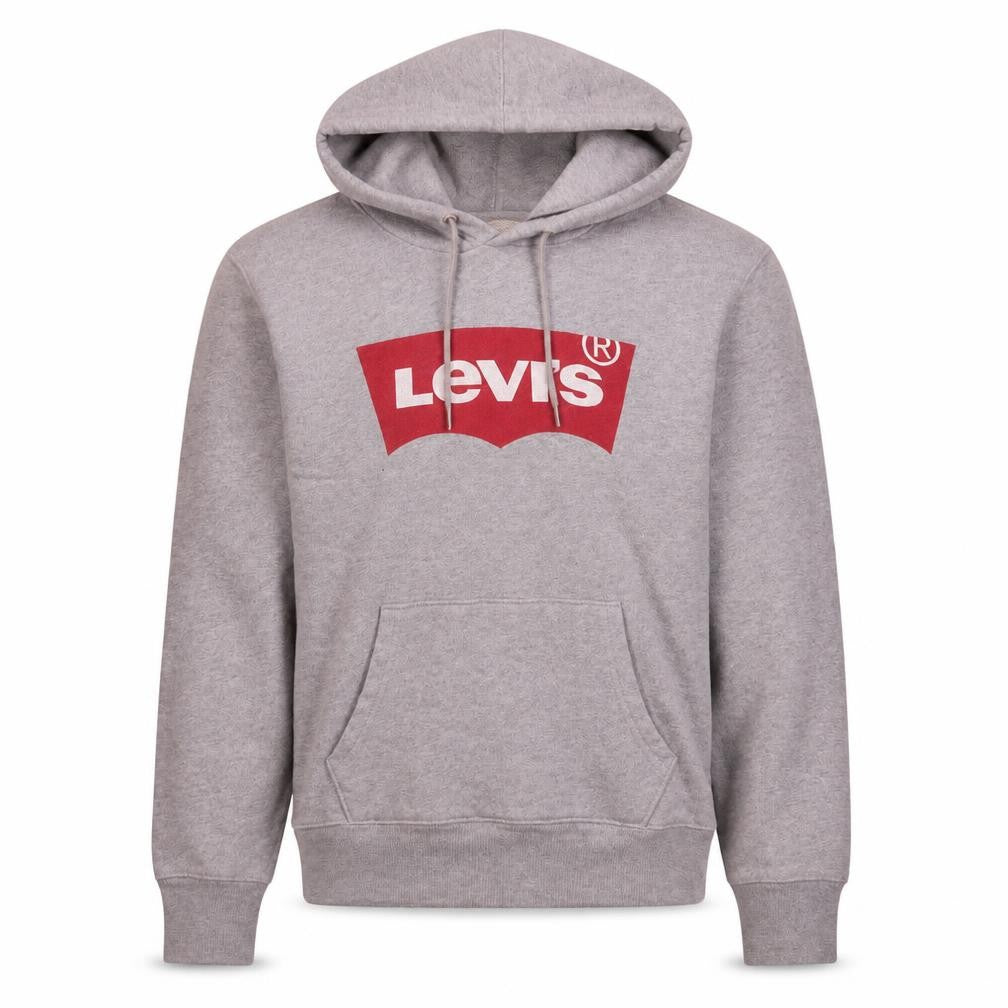 Front view of Levi's Men's Grey Pullover Hoodie XS Regular Fit Logo Sweatshirt