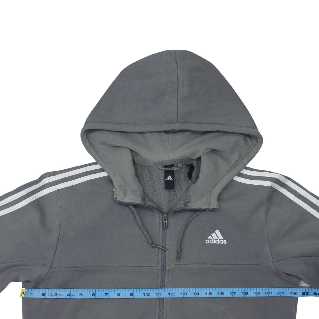 Adidas Men's Grey Full Zip Hoodie Medium Sports Fleece