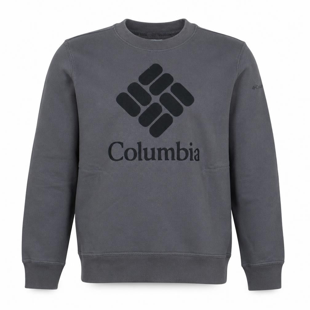 Front view of Columbia men’s grey crew neck sweatshirt m classic fit