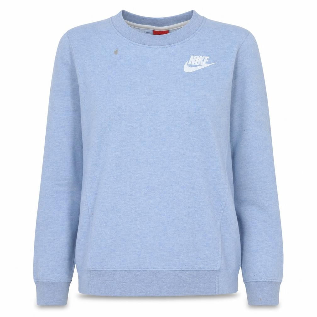 Front view of Nike Women's Blue Long Sleeve Basic Crew Neck Sweatshirt XS