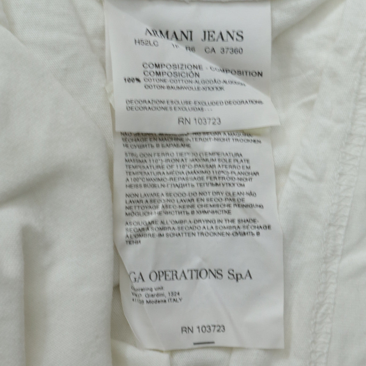 Armani Jeans Men's White XS Crew Neck Cotton T-Shirt