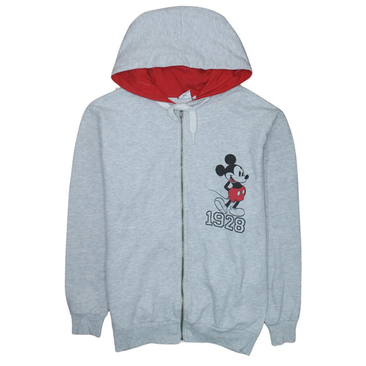 Disney Women Grey Full Zip Hoodie Size 14 Mickey Mouse 1928 Graphic