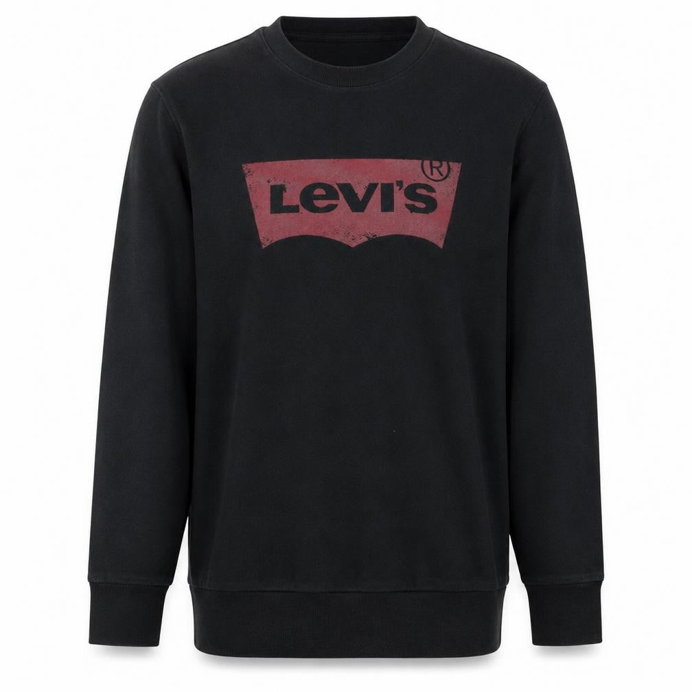 Front view of Levi's Men's Black Logo Crew Neck Sweatshirt, size M