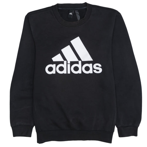 Adidas Men's Black Regular Fit Crew Neck Logo Sweatshirt Size M