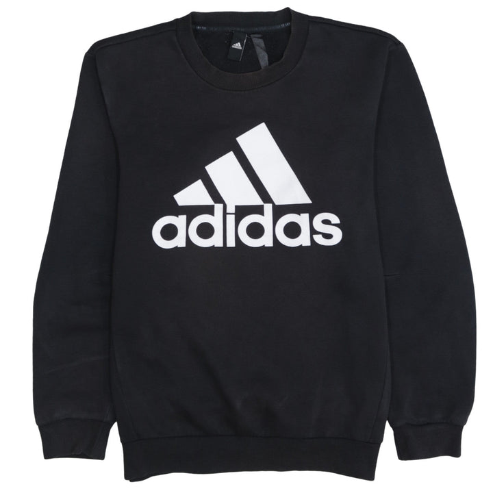 Adidas Men's Black Regular Fit Crew Neck Logo Sweatshirt Size M