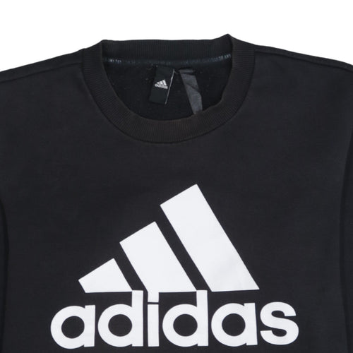 Adidas Men's Black Regular Fit Crew Neck Logo Sweatshirt Size M