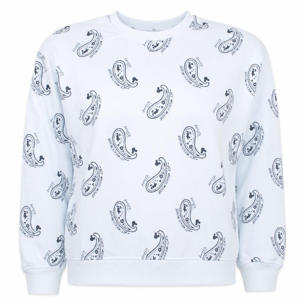 Front view of Primark Disney Mickey Mouse White Paisley Women's Sweatshirt M