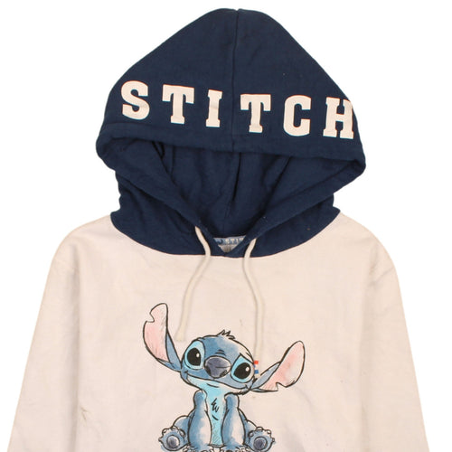 Disney Womens Blue & White Stitch Hoodie Size S Pullover