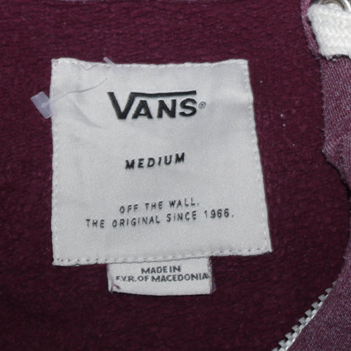 Vans Boys Purple Full Zip Hoodie Size M Cotton Blend Skateboard Style