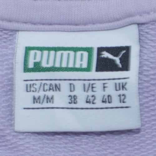 PUMA Women Lavender Hoodie Size 12 Floral Embroidered Pullover