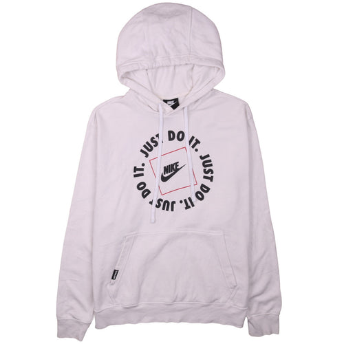Nike Men's White Pullover Hoodie L Sports Graphic Logo