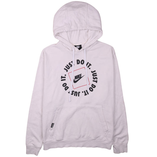 Nike Men's White Pullover Hoodie L Sports Graphic Logo