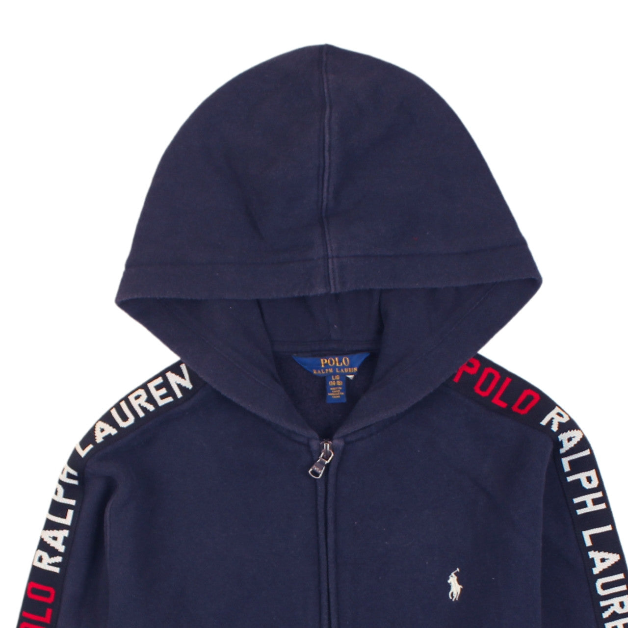 Ralph Lauren Boys Navy Full Zip Hoodie Size 14-16 Years Cotton Blend