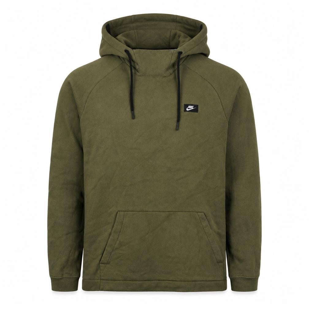 Front view of Nike Men's Green Pullover Hoodie, size S, Regular Fit Fleece Sweatshirt