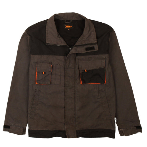 Orma Men's Brown Cotton Workwear Jacket S Full Zip Pockets Outdoor
