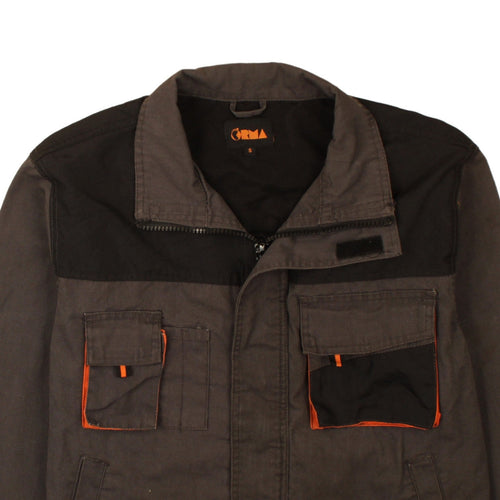 Orma Men's Brown Cotton Workwear Jacket S Full Zip Pockets Outdoor