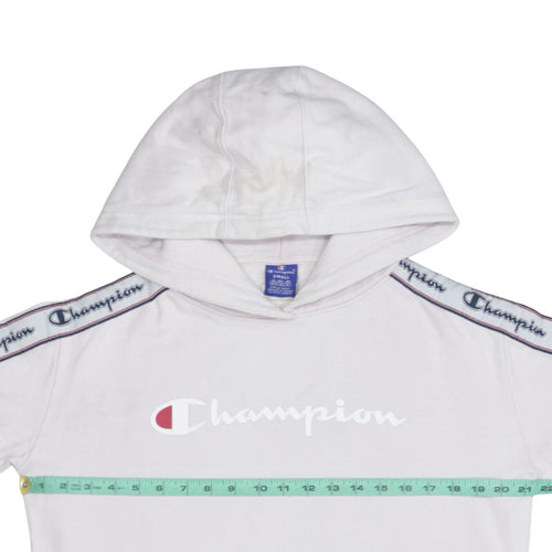Champion Womens White Small Pullover Logo Hoodie 100% Cotton