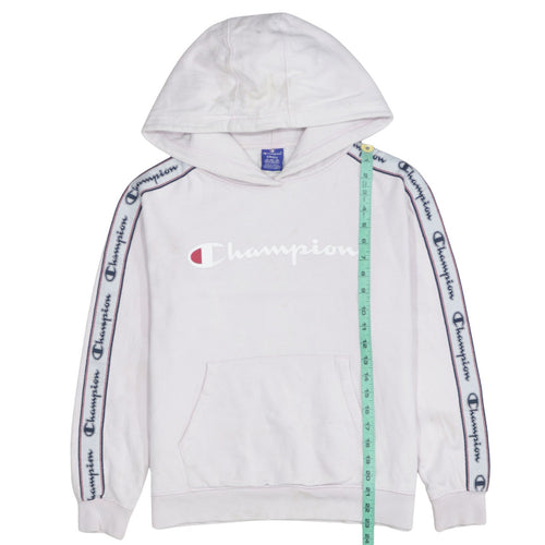 Champion Womens White Small Pullover Logo Hoodie 100% Cotton