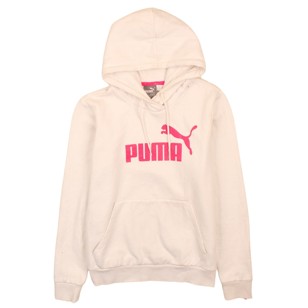 Puma Womens Ivory Pink Logo Pullover Hoodie Size 14