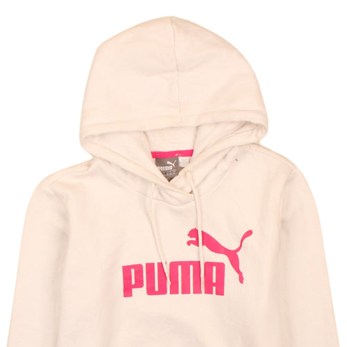 Puma Womens Ivory Pink Logo Pullover Hoodie Size 14