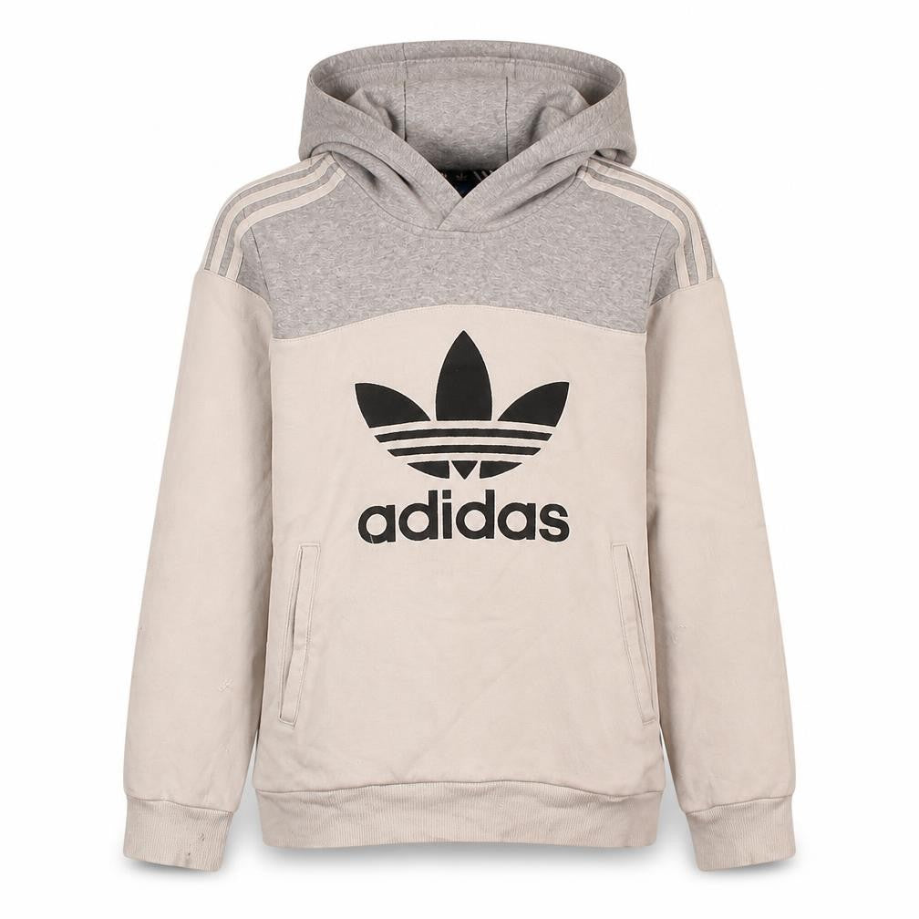Front view of Adidas boys’ grey hoodie 13-14 years pullover cotton sweatshirt