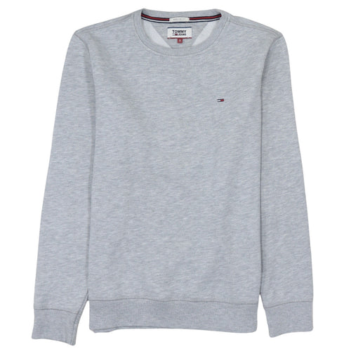 Tommy Jeans Men's Grey Regular Fit Cotton Crew Neck Sweatshirt Size S