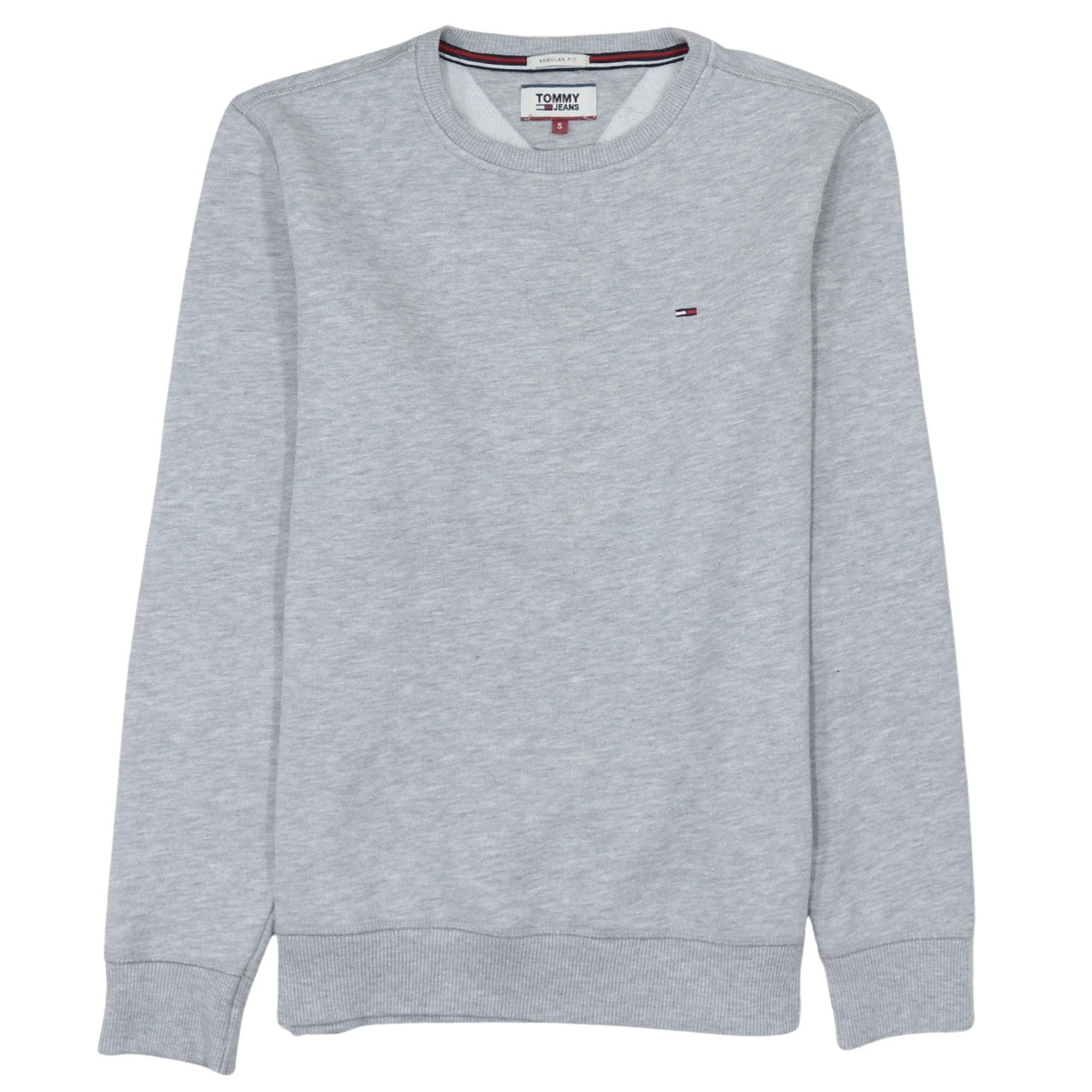 Tommy Jeans Men's Grey Regular Fit Cotton Crew Neck Sweatshirt Size S