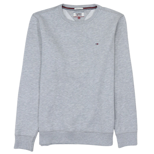 Tommy Jeans Men's Grey Regular Fit Cotton Crew Neck Sweatshirt Size S