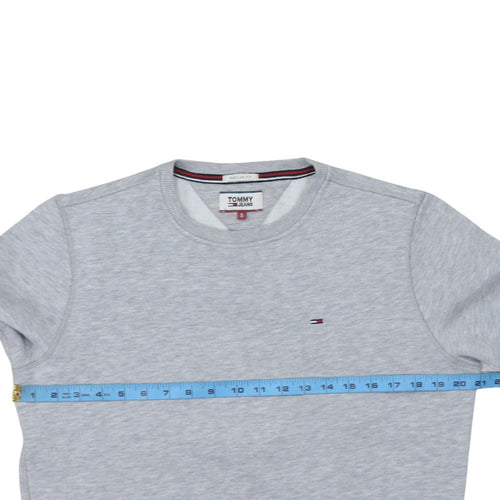 Tommy Jeans Men's Grey Regular Fit Cotton Crew Neck Sweatshirt Size S
