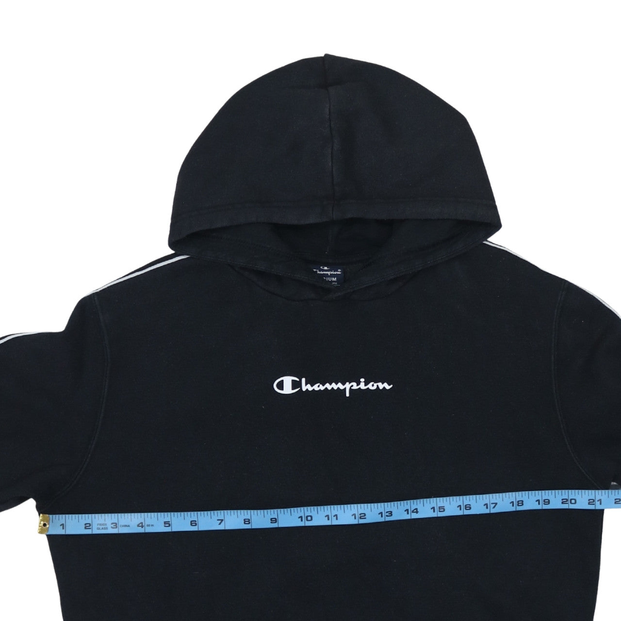 Champion Men's Black Pullover Hoodie Medium Fleece Logo Sweatshirt