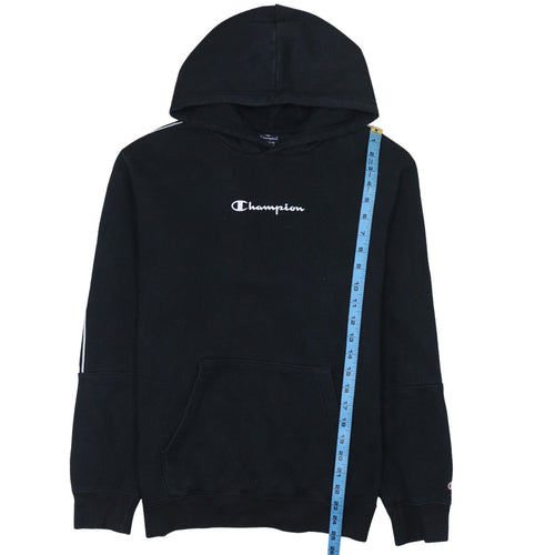 Champion Men's Black Pullover Hoodie Medium Fleece Logo Sweatshirt