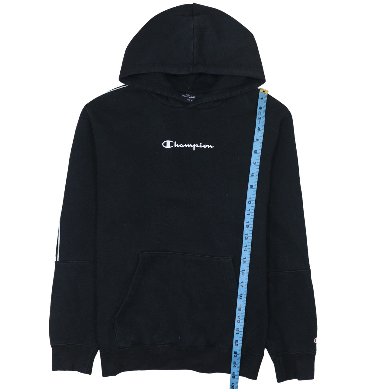 Champion Men's Black Pullover Hoodie Medium Fleece Logo Sweatshirt