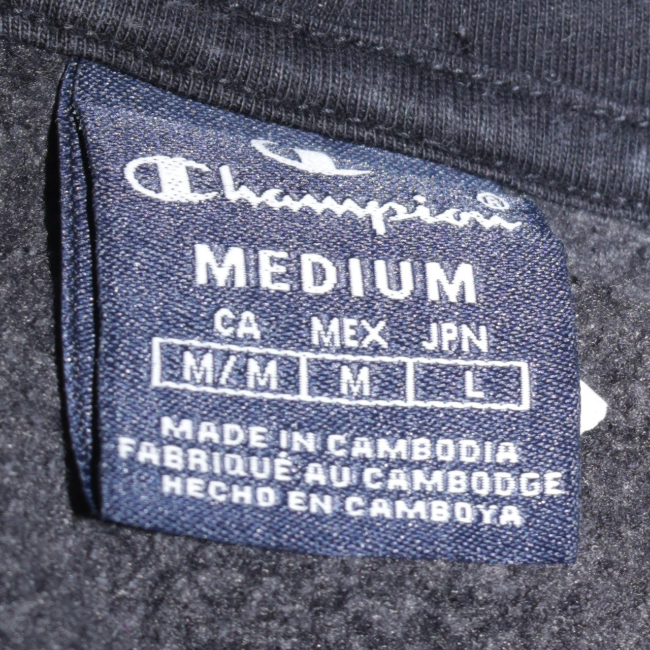 Champion Men's Black Pullover Hoodie Medium Fleece Logo Sweatshirt