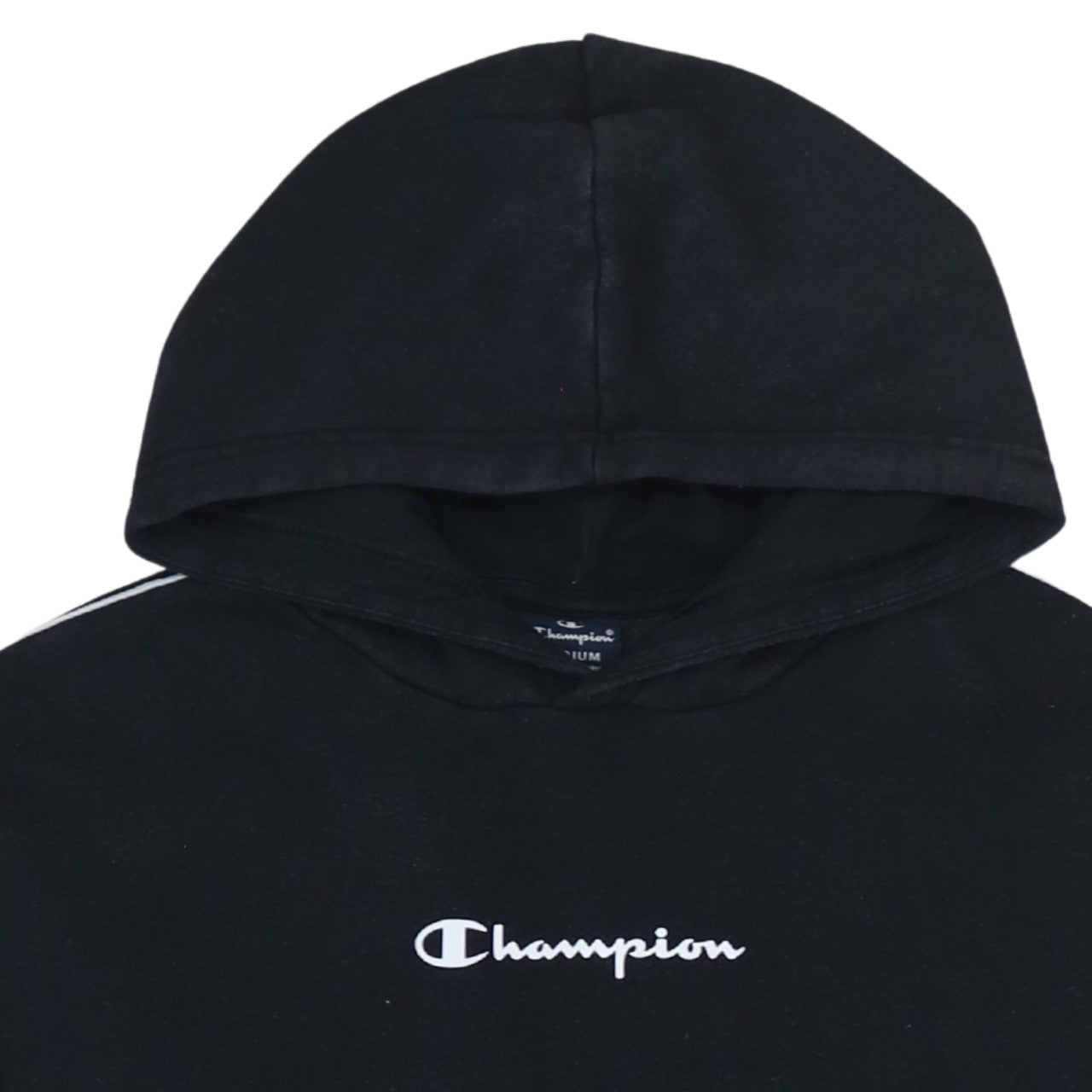 Champion Men's Black Pullover Hoodie Medium Fleece Logo Sweatshirt
