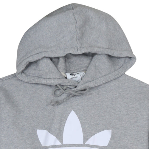 Adidas Women’s Grey Pullover Hoodie XL Logo Hooded Sweatshirt