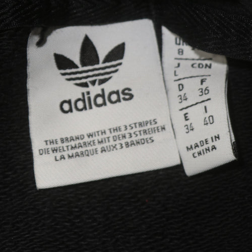 Adidas Womens Black Pullover Hoodie Size 8 Logo Print Cotton Blend
