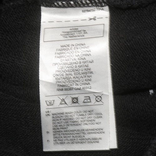 Adidas Womens Black Pullover Hoodie Size 8 Logo Print Cotton Blend