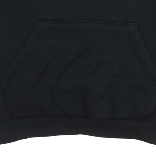 Adidas Womens Black Pullover Hoodie Size 8 Logo Print Cotton Blend